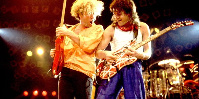 Sammy Hagar and Eddie Van Halen perform on stage