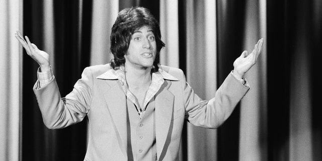 black and white photo of Richard Lewis performing on The Tonight Show with Johnny Carson