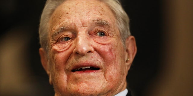 George Soros is shown speaking at an event on day three of the World Economic Forum in Davos, Switzerland, on Jan. 23, 2020.