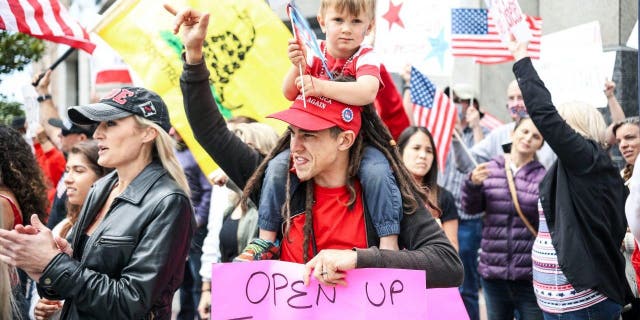 Demonstrators protest during a "Freedom Rally"