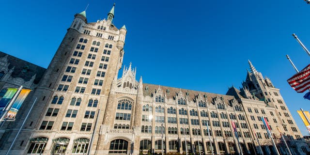 A view of the Delaware & Hudson Building and administrative center of the State University of New York (SUNY) on April 22, 2020, in Albany, New York.