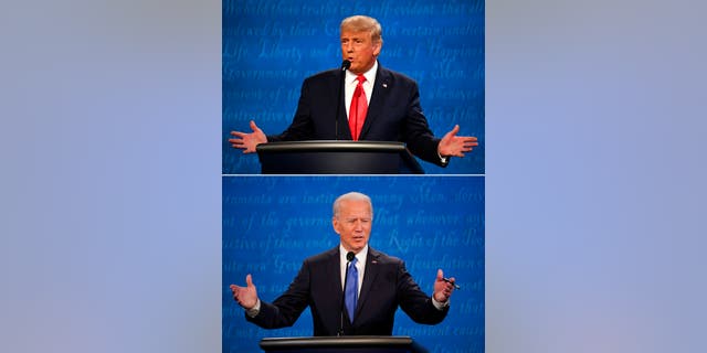 Joe Biden and Donald Trump debating.