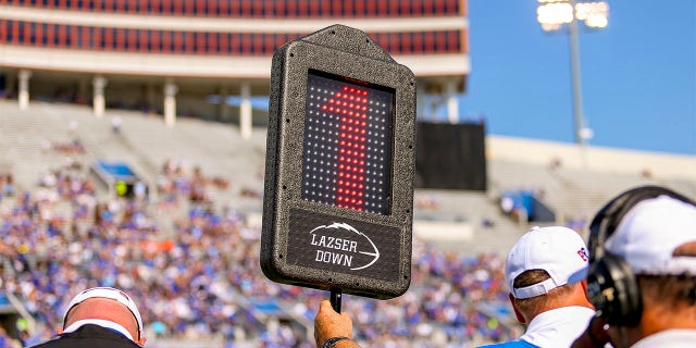 A down marker during a college football game