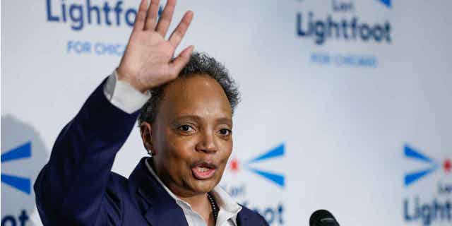 Chicago Mayor Lori Lightfoot speaks at an election night rally on February 28, 2023, in Chicago, Illinois. A Chicago teacher was accused of stalking Lightfoot after showing up at her house multiple times.
