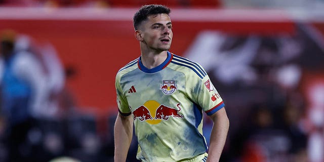 Dante Vanzeir of New York during the game against the San Jose Earthquakes on April 8, 2023, at Red Bull Arena in Harrison, New Jersey.