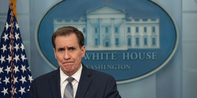 National Security Council spokesman John Kirby speaks during the daily briefing at the White House on April 10, 2022.
