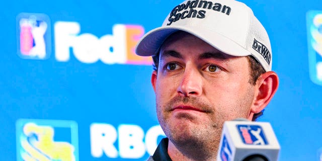 Patrick Cantlay speaks to the media before RBC Heritage at Harbor Town Golf Links on Hilton Head Island, South Carolina on Tuesday.