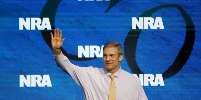 US representative Jim Jordan (R-OH) arrives to speak during the 152nd National Rifle Association (NRA) annual Convention at the Indiana Convention Center in Indianapolis, Indiana, on April 14, 2023.