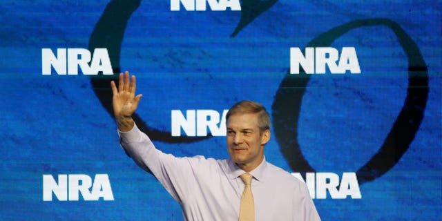 US representative Jim Jordan (R-OH) arrives to speak during the 152nd National Rifle Association (NRA) annual Convention at the Indiana Convention Center in Indianapolis, Indiana, on April 14, 2023.