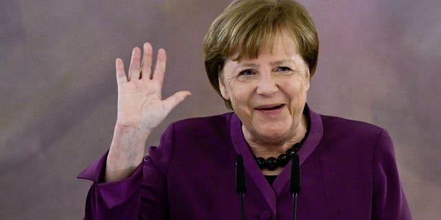 Former German Chancellor Angela Merkel speaks after she was awarded the Grand Cross at the Bellevue presidential palace in Berlin on April 17, 2023.