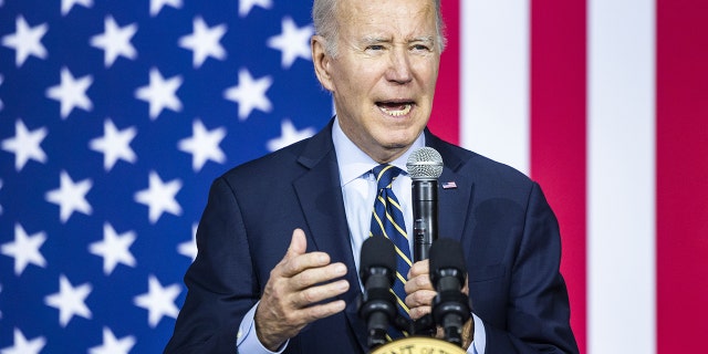 President Biden with a microphone