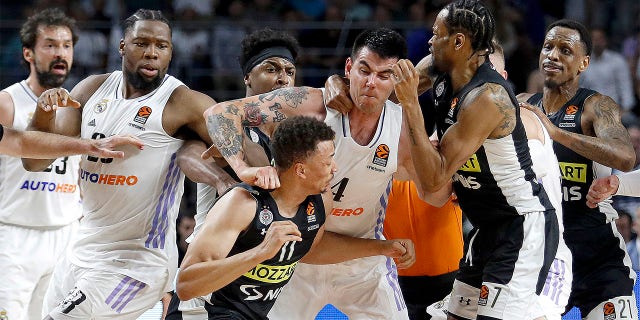 Real Madrid and Partizan Mozzart Bet Belgrade brawl