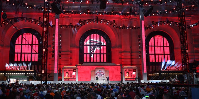 View of the stage at the NFL Draft