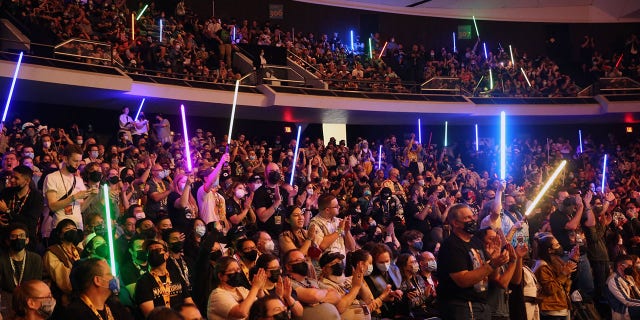 Fans attend the panel for "Star Wars: The Bad Batch" series at Star Wars Celebration in Anaheim, California, on May 29, 2022. 