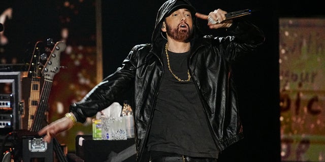 Eminem during the 37th Annual Rock and Roll Hall Of Fame Induction Ceremony.