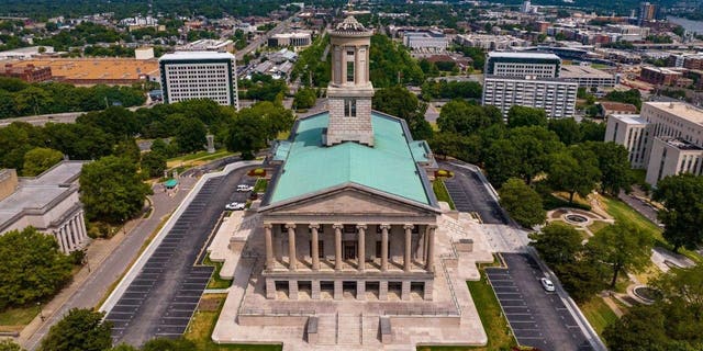 Drone view of Tennessee State Capitol. 