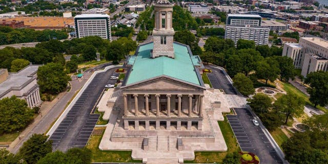 Drone view of Tennessee State Capitol.