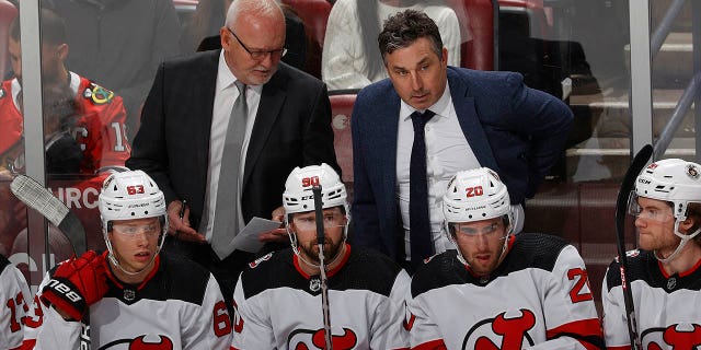 Andrew Brunette on the bench for the New Jersey Devils