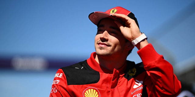 Charles Leclerc of Monaco and Ferrari looks on from the drivers parade prior to the F1 Grand Prix of Australia at Albert Park Grand Prix Circuit April 2, 2023, in Melbourne, Australia.