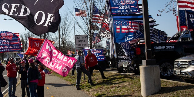 Two days after former President Trump was indicted, supporters gathered in Garden City, New York, on April 1, 2023.