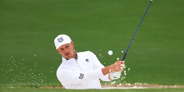 Bryson DeChambeau plays a shot during a practice round prior to the Masters Tournament at Augusta National Golf Club on April 3, 2023, in Georgia.