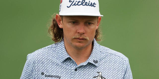 Cameron Smith of Australia looks on from the second green during a practice round prior to the 2023 Masters Tournament at Augusta National Golf Club April 4, 2023, in Augusta, Ga.