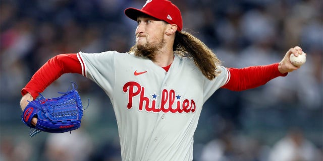 Matt Strahm of the Philadelphia Phillies pitches against the New York at Yankee Stadium on April 4, 2023, in the Bronx.