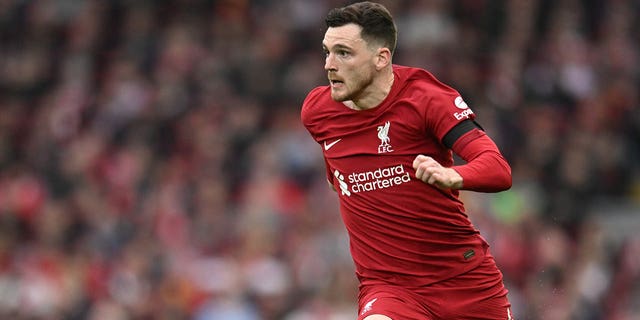 Andy Robertson of Liverpool during the Premier League match between Liverpool FC and Arsenal FC at Anfield on April 9, 2023 in Liverpool, England. 