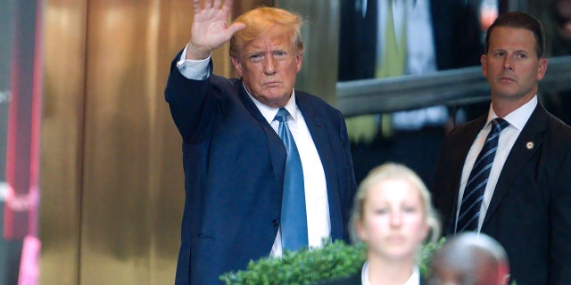 Former President Donald Trump arrives to Trump Tower on April 13, 2023, in New York City.