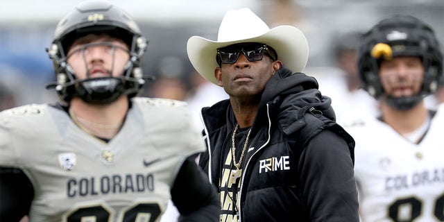 Deion Sanders watches during his teams Spring Game