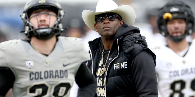 Deion Sanders watches during his teams Spring Game