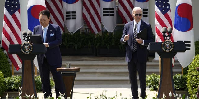 Biden at press conference with Korean President Yoon