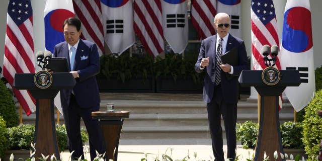 Biden at press conference with Korean President Yoon
