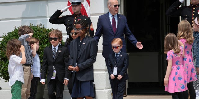 President Joe Biden with children