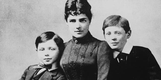 A young Winston Churchill (1874-1965), right, the future British prime minister, with his mother, the American heiress Lady Jennie Jerome, and his brother, left, John Strange Spencer-Churchill.
