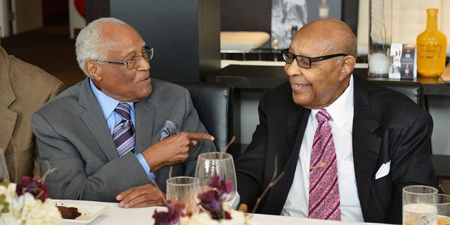 Herb Douglas and Louis Stokes at an event in February 2015