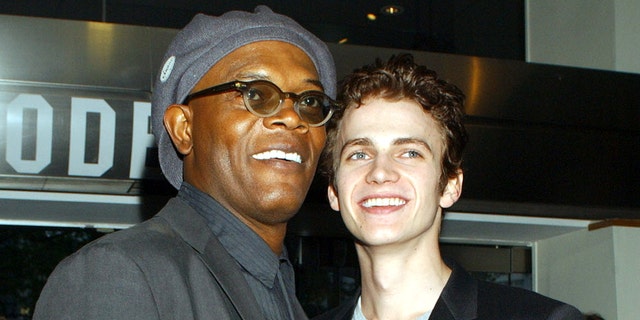 Samel L. Jackson and Hayden Christensen at the "Star Wars: Episode II - Attack of the Clones" premiere