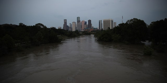 Houston skyline with swollen bayou