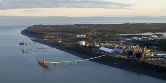 Existing liquefied natural gas export infrastructure is pictured in Kenai, Alaska, in 2008.