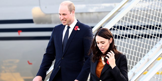 Prince William is seen here with New Zealand Prime Minister Jacinda Ardern at the RNZAF Air Movements Terminal on April 25, 2019, in Christchurch, New Zealand. The Prince of Wales was on a two-day visit to New Zealand to commemorate the victims of the Christchurch mosque terror attacks. 