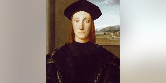 "Portrait of Guidobaldo da Montefeltro," Duke of Urbino by Raphael, Uffizi Gallery, Florence, Italy.