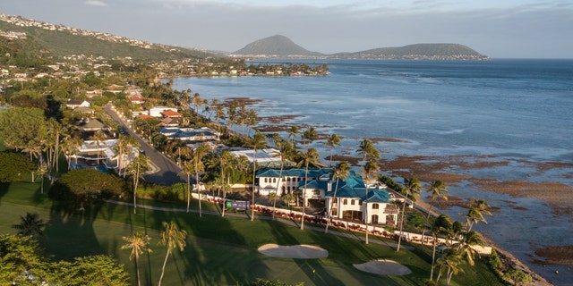 An aerial view of the Sony Open in Hawaii at Waialae Country Club