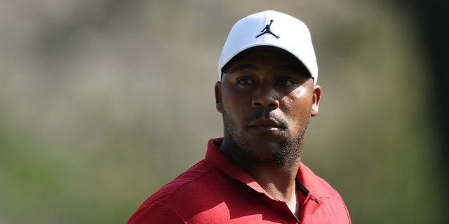 Harold Varner III of the United States looks on during a practice round prior to the 2023 Masters Tournament at Augusta National Golf Club on April 05, 2023 in Augusta, Georgia. 