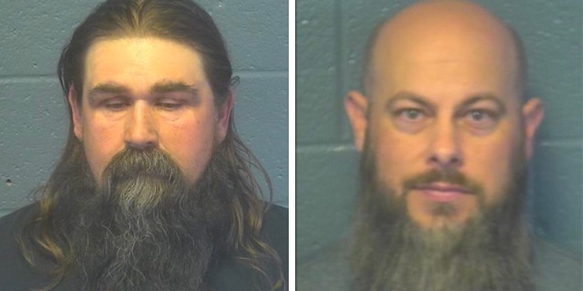 Douglas Jacobs, left, and Nicklus Sweet, two alleged Bandidos biker gang members, have been charged in connection with a bike gang shootout at the Whiskey Barrel Saloon in Oklahoma City that left three men dead and three people wounded.