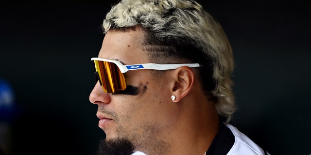 Javier Báez of the Tigers in the dugout during the Boston Red Sox game at Comerica Park on Thursday, April 6, 2023, in Detroit.