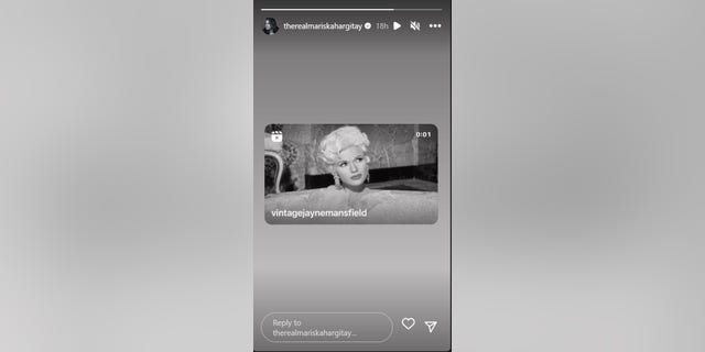 Screengrab of Instagram featuring Jayne Mansfield