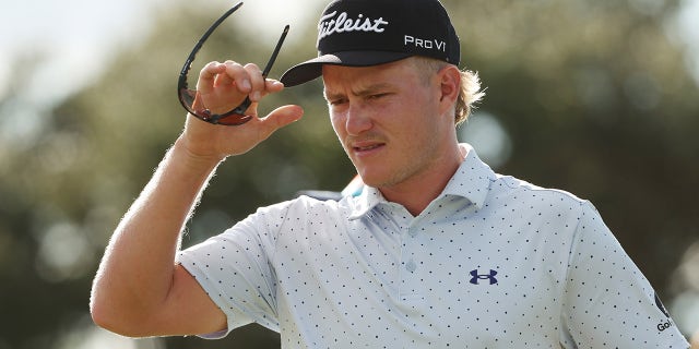 Jed Morgan looks on from the sixth green during the quarterfinals of the LIV Golf Invitational - Miami at Trump National Doral Miami on Oct. 28, 2022 in Doral, Florida.