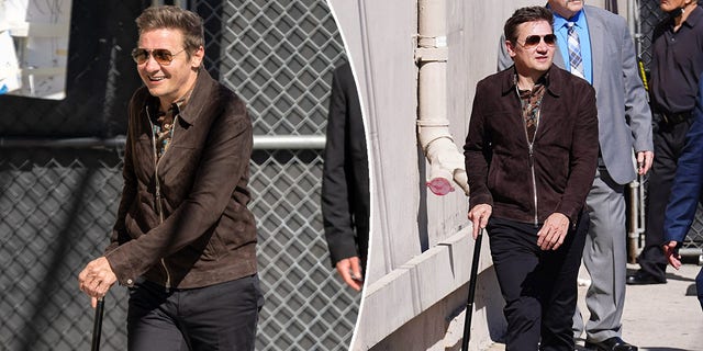 Jeremy Renner was in good spirits when he arrived for his appearance on "Jimmy Kimmel Live!"