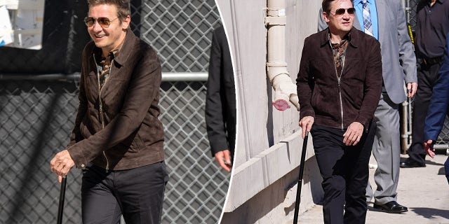 Jeremy Renner was in good spirits when he arrived for his appearance on "Jimmy Kimmel Live!"