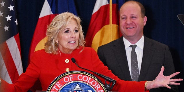 On the first stop of the first lady's four-state Investing in America tour, Dr. Jill Biden joined Governor Jared Polis at the Colorado State Capitol on April 3, 2023, in Denver, Colorado.